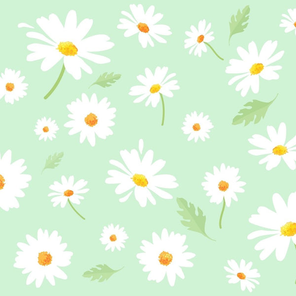 Daisy Flowers Fabric - Green - ineedfabric.com
