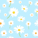 Daisy Flowers Fabric - Light Blue - ineedfabric.com