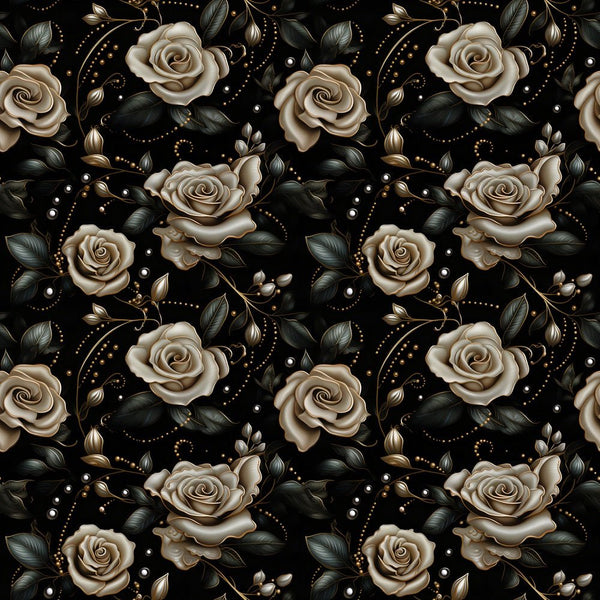 Dark Elegant Roses Fabric - ineedfabric.com