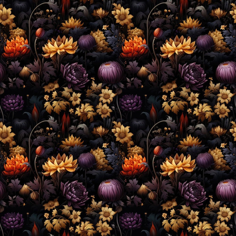 Dark Majestic Floral Fabric - ineedfabric.com