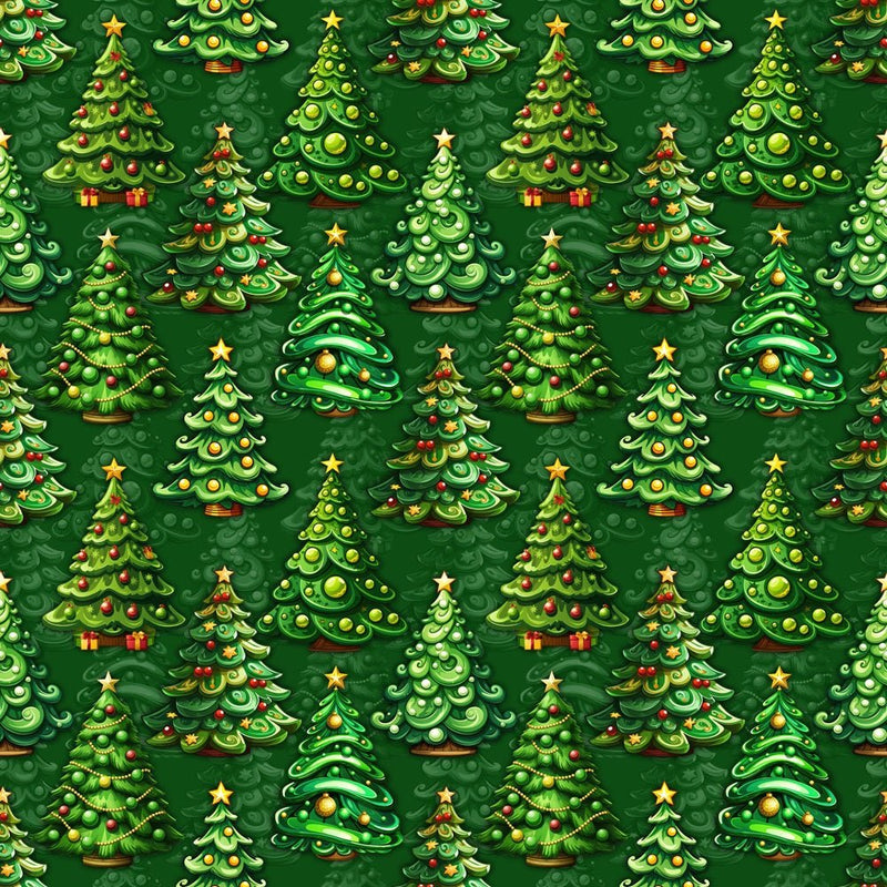 Decorated Christmas Tree Fabric - Green - ineedfabric.com