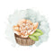 Decorative Floral Cupcake Fabric Panel - Cream - ineedfabric.com