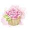 Decorative Floral Cupcake Fabric Panel - Pink - ineedfabric.com