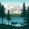 Deer Near Mountain Lake Fabric Panel - ineedfabric.com
