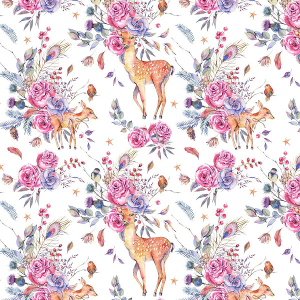 Deer Of The Magical Forest Fabric - ineedfabric.com