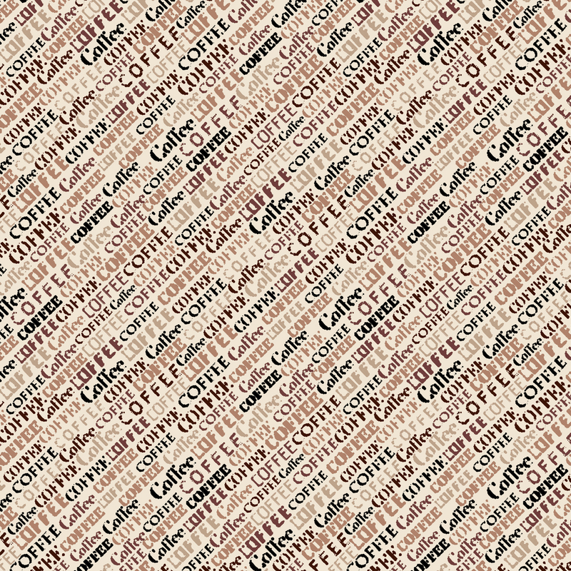 Diagonal Coffee Font Fabric - Cream - ineedfabric.com