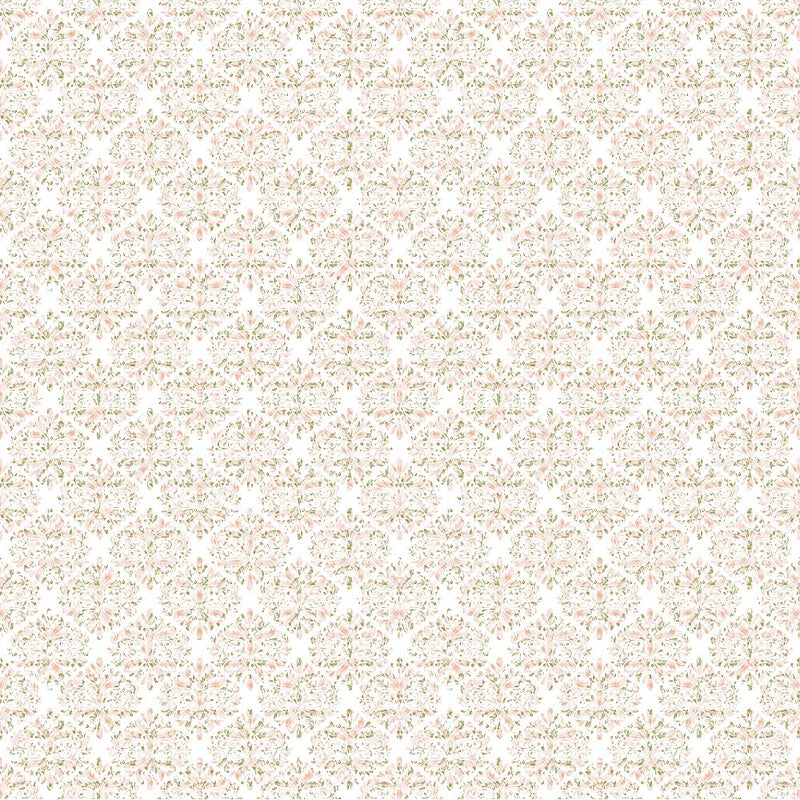 Diamond Peony Pattern Fabric - White - ineedfabric.com