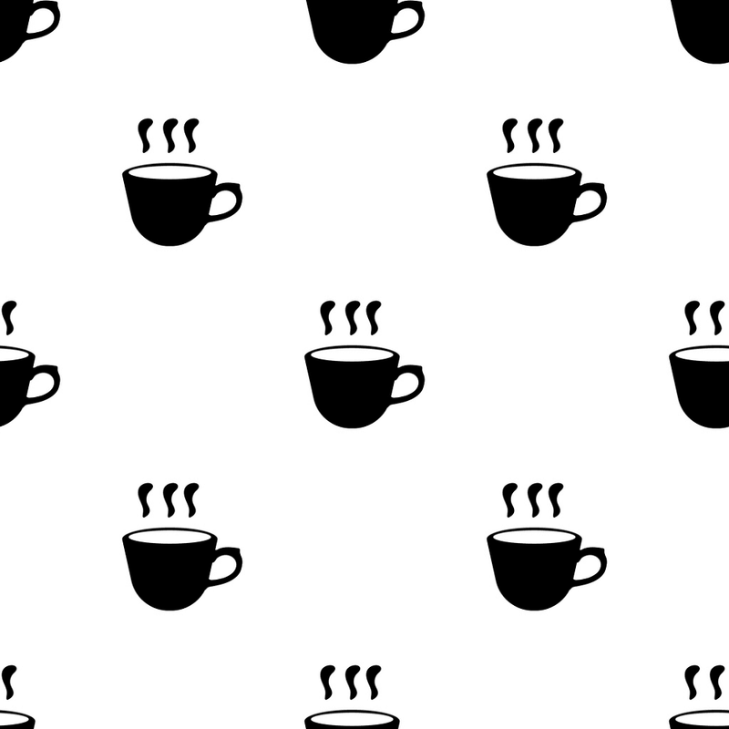 Digitally Printed Black Coffee Cups Fabric - ineedfabric.com