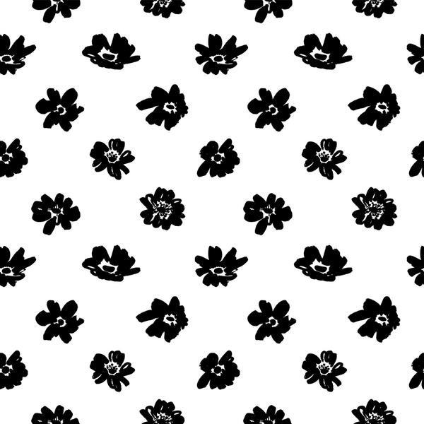 Digitally Printed Black & White Floral Fabric - ineedfabric.com