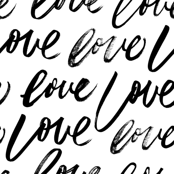 Digitally Printed Distressed Script Love Fabric - ineedfabric.com