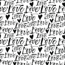 Digitally Printed Distressed Script Love & Hearts Fabric - ineedfabric.com