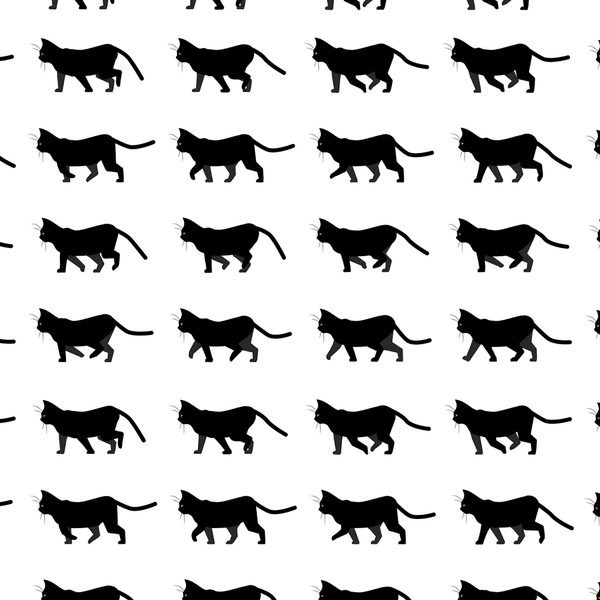 Digitally Printed Large Cat Silhouettes Fabric - ineedfabric.com