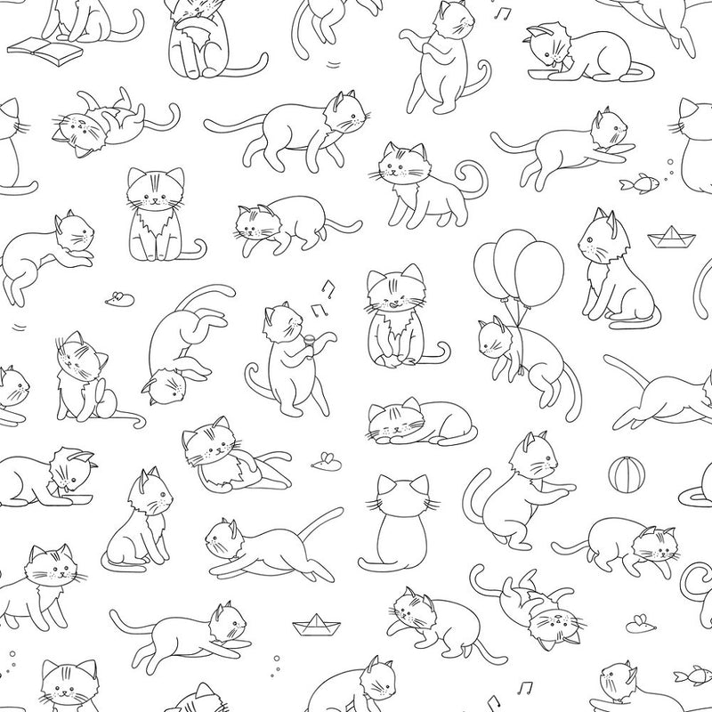 Digitally Printed Playful Cats Fabric - ineedfabric.com