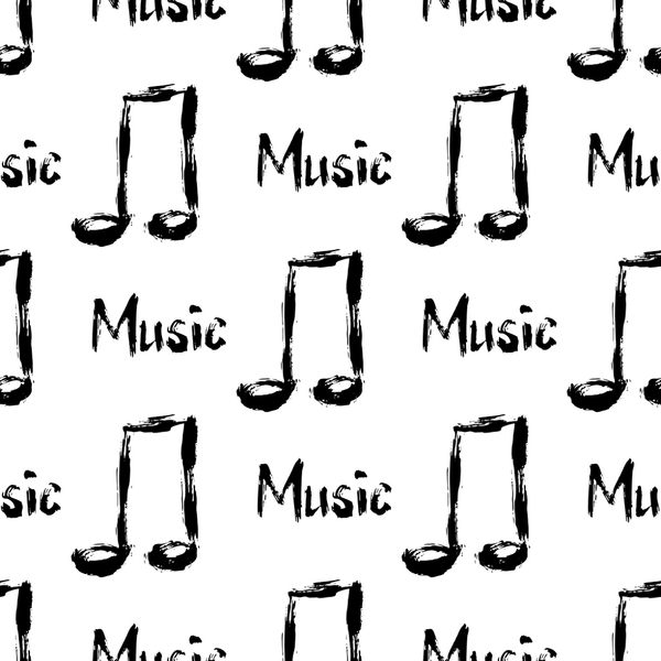 Digitally Printed Rough Music Notes Fabric - ineedfabric.com