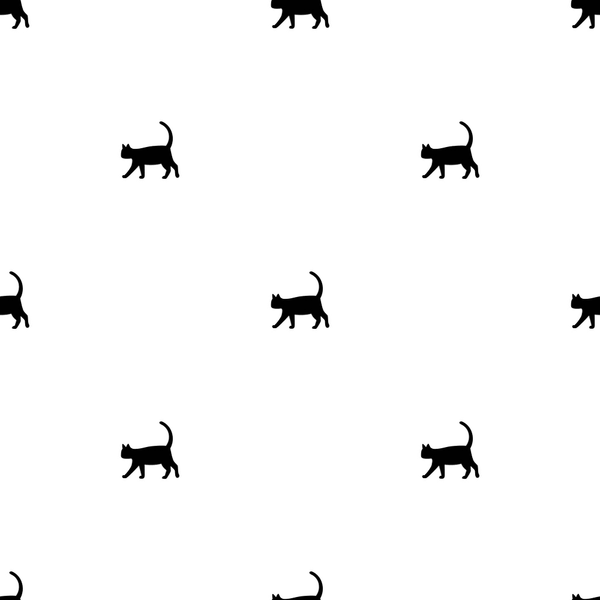 Digitally Printed Small Cat Silhouettes Fabric - ineedfabric.com
