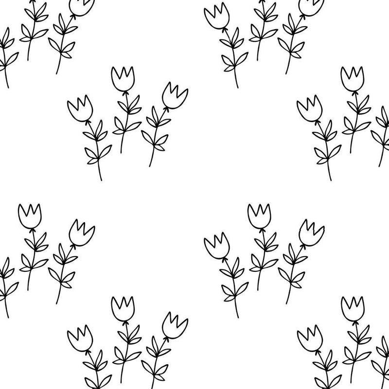 Digitally Printed Small Sketched Tulips Fabric - ineedfabric.com