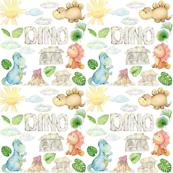 Dinosaur Collage Fabric - Variation 2 - ineedfabric.com