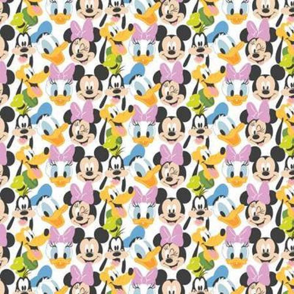 Disney Mickey Mouse Here Comes the Fun Fabric - White - ineedfabric.com
