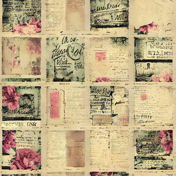 Distressed Victorian Papers Fabric - ineedfabric.com