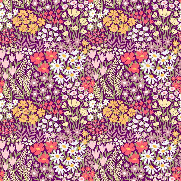 Ditsy Meadow Wildflowers Fabric - Purple - ineedfabric.com