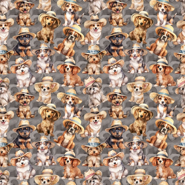 Dogs In Suns Hats Fabric - ineedfabric.com