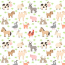 Domestic Farm Animal Fabric - White - ineedfabric.com