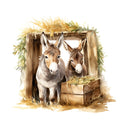 Donkey's in a Stable Fabric Panel - ineedfabric.com