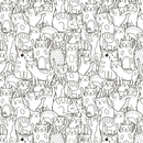 Doodle Cats Fabric - Black - ineedfabric.com