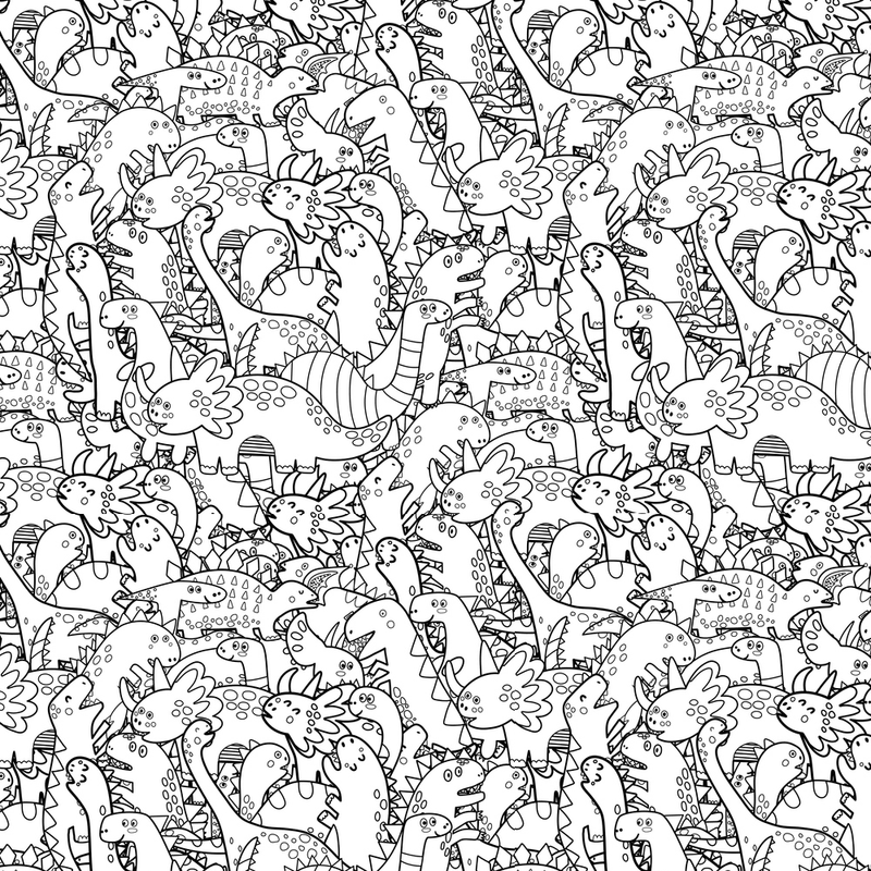 Doodle Dinos Fabric - Black - ineedfabric.com