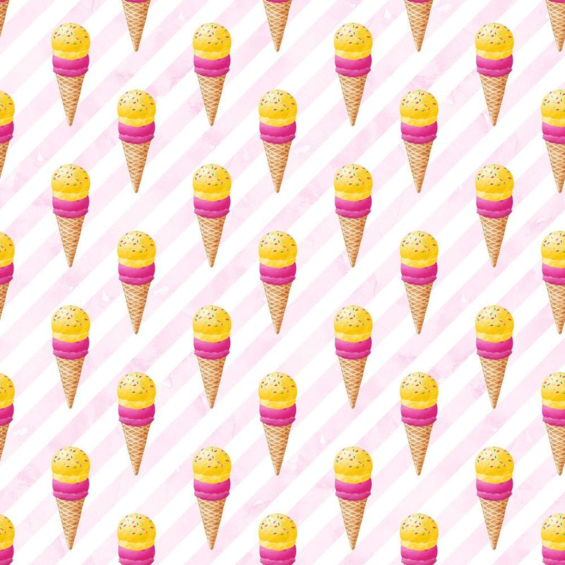 Double Cones with Sprinkles on Stripped Fabric - Pink - ineedfabric.com