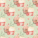 Double Cupcake on Striped Fabric - Green - ineedfabric.com