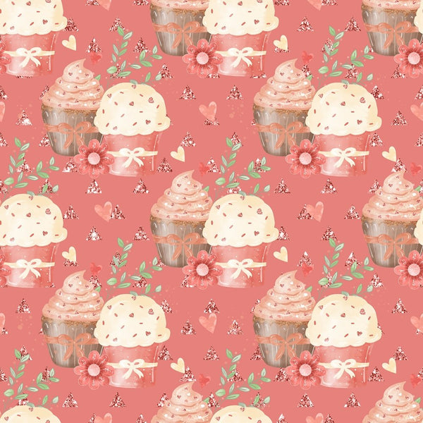 Double Cupcake on Triangle Fabric - Pink - ineedfabric.com