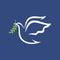 Dove with Green Branch Fabric Panel - Blue - ineedfabric.com