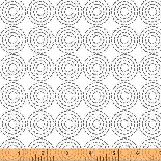 Dream Stitched Rings Fabric - White - ineedfabric.com
