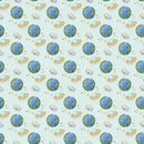 Dreams of Outerspace Earth and Ships Fabric - Light Blue - ineedfabric.com