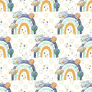 Dreams of Outerspace Rainbows Fabric - White - ineedfabric.com