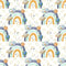 Dreams of Outerspace Rainbows Fabric - White - ineedfabric.com