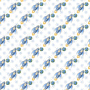 Dreams of Outerspace Rocket Ships and Earth Fabric - White - ineedfabric.com