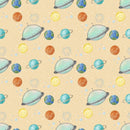 Dreams of Outerspace UFOs Fabric - Orange - ineedfabric.com