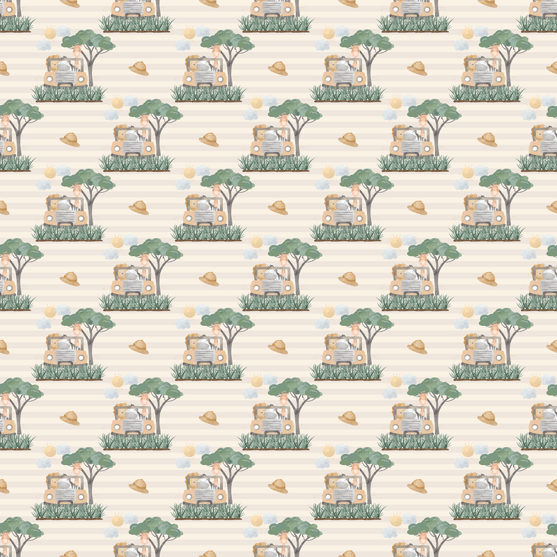 Drive Through The Safari Striped Fabric - Tan - ineedfabric.com