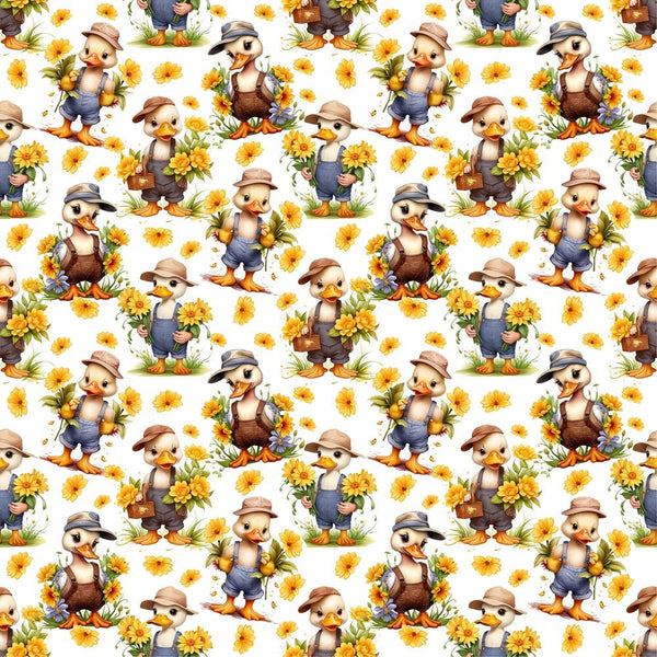 Ducks In The Garden Fabric - ineedfabric.com