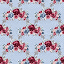 Dusty Blue and Burgundy Bouquets Dots Fabric - Blue - ineedfabric.com