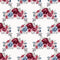 Dusty Blue and Burgundy Bouquets Dots Fabric - White - ineedfabric.com