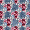 Dusty Blue and Burgundy Large Bouquets on Boxes Fabric - Dark Blue - ineedfabric.com