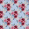 Dusty Blue and Burgundy Large Bouquets on Boxes Fabric - Light Blue - ineedfabric.com