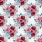 Dusty Blue and Burgundy Large Bouquets on Vines Fabric - White - ineedfabric.com