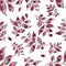 Dusty Blue and Burgundy Red Vines Fabric - White - ineedfabric.com