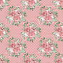 Dusty Rose Garden Bouquets on Hearts Fabric - Pink - ineedfabric.com