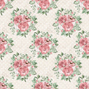 Dusty Rose Garden Bouquets on Hearts Fabric - Tan - ineedfabric.com