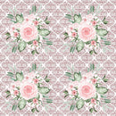 Dusty Rose Garden Bouquets on Pink Damask Fabric - ineedfabric.com